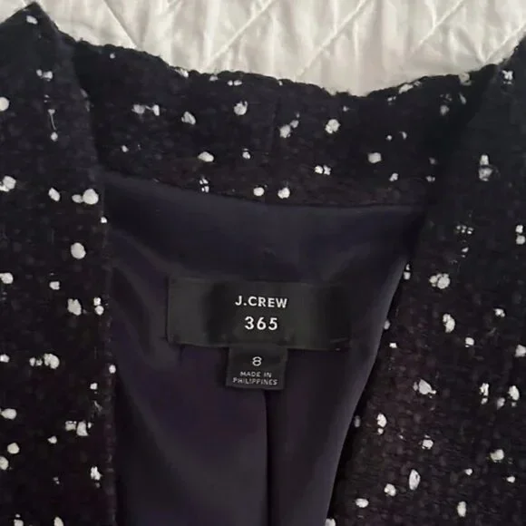 J. Crew 365 Tweed Going Out Blazer Jacket in Deepest Navy Size 8 J8119 - Picture 4 of 16